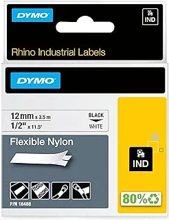 DYMO RHINO 12MMX3.5M WHITE NYLON, 18488