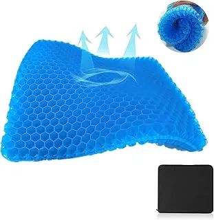 YWSHUF Office Chair Pad Gel Seat Cushion - Butt Support Pillow Breathable Comfortable Seat Cushions for Tailbone Pain Pressure Relief Suitable for Home Office Outdoor (Double Layer - Blue)