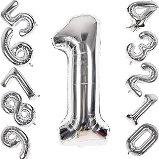 40 inch Number Balloons Silver 1 Helium Foil Birthday Party Decorations Digit