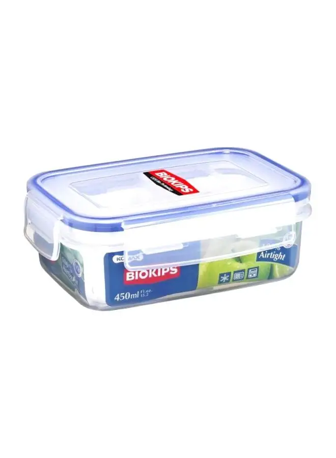 komax Plastic Food Container With Lid Clear/Blue 450ml