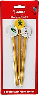 FIFA 2022 Country Pencils with Round Eraser, 3 pcs/pack, Brazil