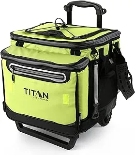 Arctic Zone Titan Deep Freeze 60 (50+10) Can Collapsible Rolling Cooler with Wheels and All-Terrain Cart - Colors: Moss and Process Blue