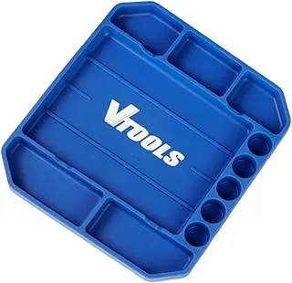 VTOOLS Medium Non-Slip Flexible Rubber Tool Tray Set for Tool Storage, Heat & Oil Resistant Silicone, Convenient to Use & Easy Clean Up (Blue), VT3107