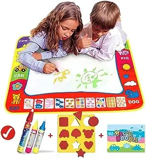 Wholethings SHOWAY Aqua Magic Doodle Mat/Water Mats(31.4in x 23.6in) with 4 Color,Reusable Coloring Classic Mat Drawing Learning Painting Scribble Mats Pen for Kids