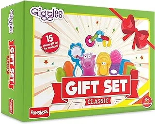 Funskool Giggles - Gift Set Classic, Multicolour Baby Toy Gift Set for New Born, Stack,Nest,Link,Squeakers,Teether,Rattle, 6 Months & Above, Infant Toys