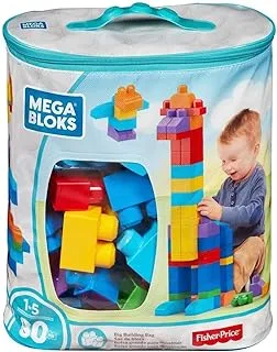 Mega Bloks First Builders Big Building Bag with Big Building Blocks, Building Toys for Toddlers (80 Pieces)