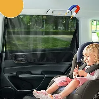 Showay 2PACK Car Window Shades,Magnetic,Durable Material, Shades for Baby, Block Heat and Sun, Interior Accessories Summer, Black, CARSUN09B-2P, Black-2 PACK