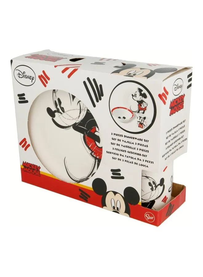 Disney 3-Piece Ceramic  Snack Set Mickey Rough Multicolour 948grams