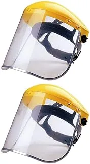 Yarnow Safety Face Shields Anti Fog Splash Full Face Cover 2PCS Clear Plastic Visor Eye Face Protection for Outdoor Office Kitchen Working Garden Yellow