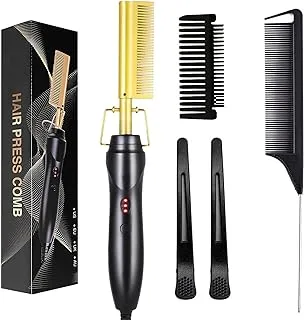 shuntaiwei Hot Comb Hair Straightener - shuntaiwei Electric Hair Straightening Comb for African American Hair and Wigs, Portable Scald Hair Straightener Press Comb