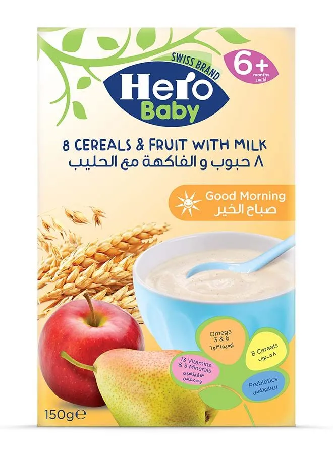 Hero Baby 8 Cereals  And Fruit With Milk 150grams