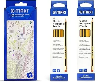 MAXI Writing Combo Pack - 10pcs Set Graphite Pencil, 12pcs x 2box, 34pcs, ASSORTED, 2020-21