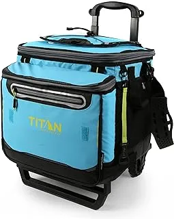 Arctic Zone Titan Deep Freeze 60 (50+10) Can Collapsible Rolling Cooler with Wheels and All-Terrain Cart - Colors: Moss and Process Blue