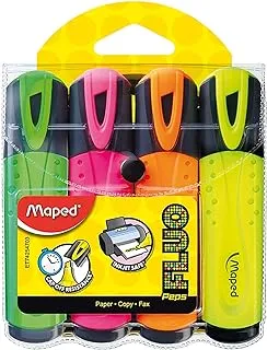 Maped Fluo Peps Classic Highlighters, Assorted Colors, Pack Of 4 (742547)