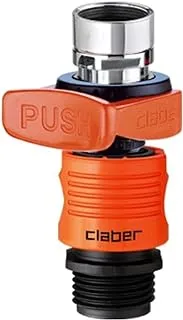 Claber 8587 Quick-Fit Tap Connector Set Indoor Faucet Adapter, 1.6 x 2.1 x 1.9, Black/Orange