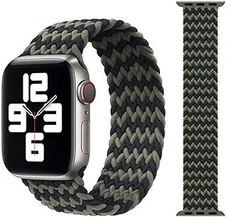 Foxcon Braided Solo Loop Replacement Strap For Apple Watch Series 6/SE/5/4/3/2/1 38-40 Mmm Black/Green