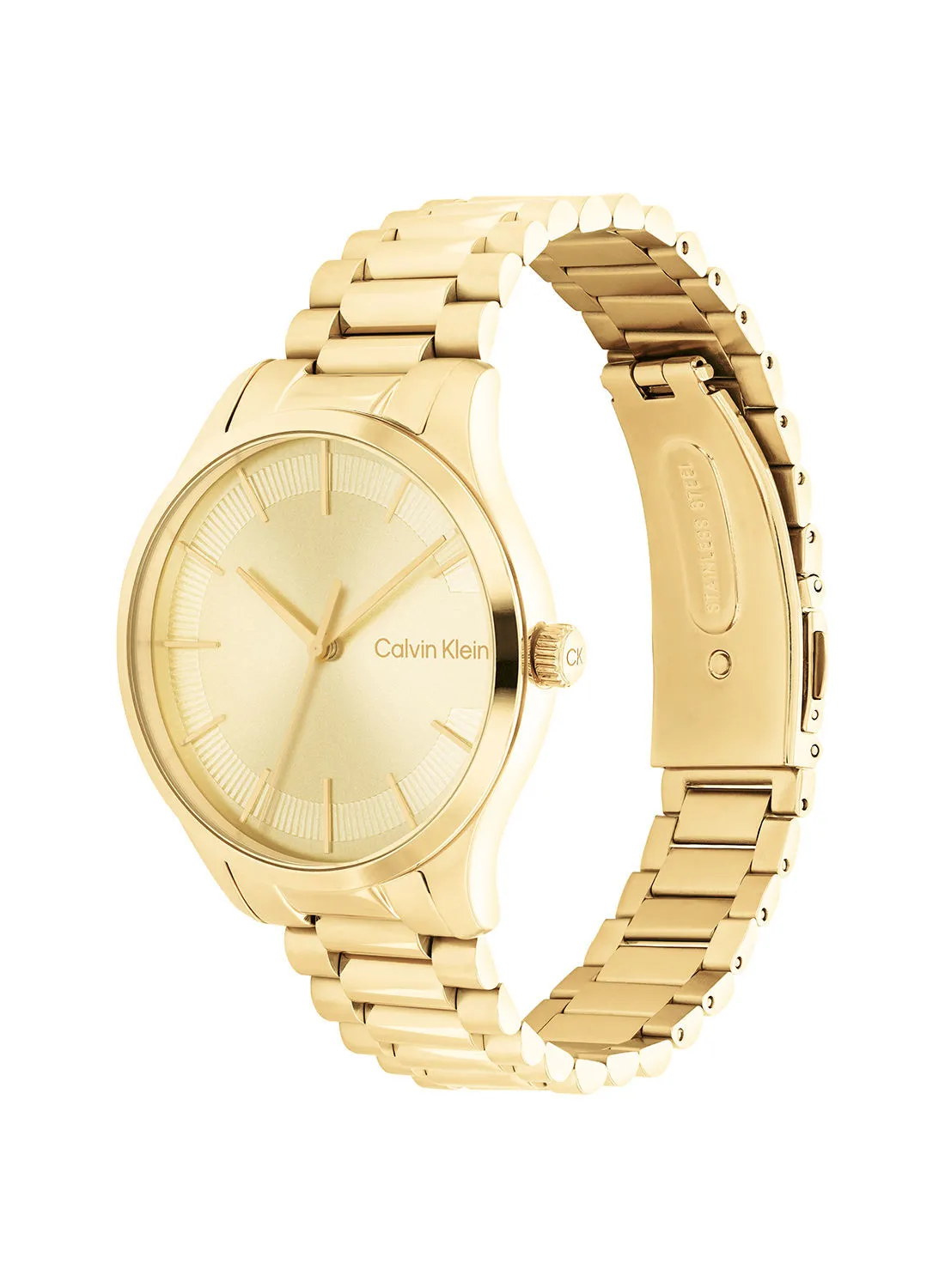 CALVIN KLEIN Analog Round Waterproof  Wrist Watch With Gold Strap 25200043