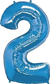 Qualatex Number Two Foil Balloon, 43 Inch, Sapphire Blue