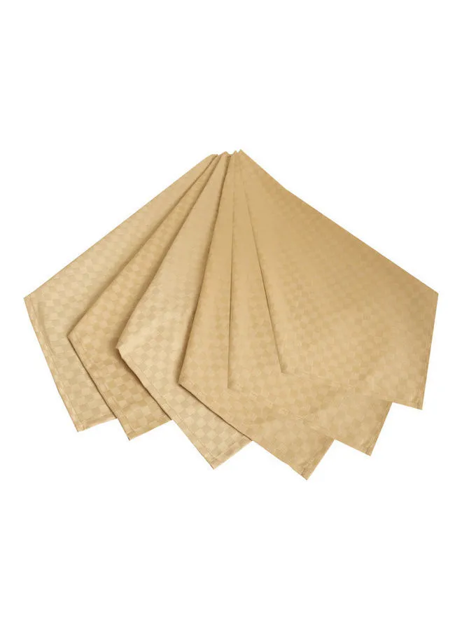 Hotel Linen Klub 6-Piece Dobby Jacquard Table Cloth Napkins Beige 50x50cm