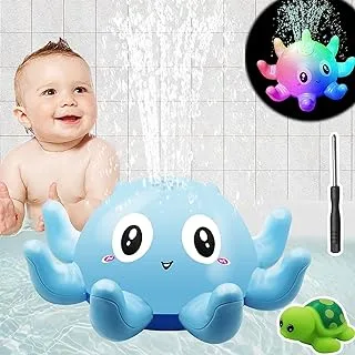 Mumoo Bear Baby Bath Toys, Light Up Bath Toys with LED Light, Sprinkler Bathtub Toys for Toddlers Infant Kids Boys Girls, Octopus Spray Swimming, Bathtub Shower Pool Bathroom Toy for Baby