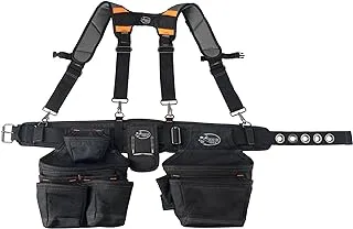 Dead On Tools - 1680 Denier Poly Carpenter’s Tool Belt with Suspenders (HDP400945), Black