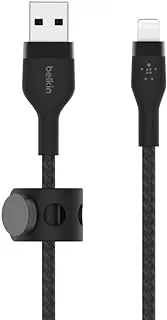 Belkin BoostCharge Pro Flex Braided USB Type A to Lightning Cable (2M/6.6FT), MFi Certified Charging for iPhone 14/14 Plus, 13, 12, Pro, Max, Mini, SE, iPad and More - Black