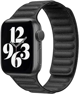 DPL Leather Adjustable Magnetic Closure System Wrist iWatch Band 38/40mm Series SE/6/5/4 (Black, 42/44-MM)