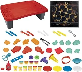 بلاي دوه كيتشن كرييشنز مجموعة ألعاب الشواء الكبيرة 40 قطعة لعبة شواء مع رذاذ غير سام و10 ألوان