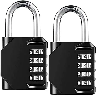 Combination Lock Resettable 4 Digit Padlock with Combination, Sicher Waterproof and Heavy Duty Combination Padlock Outdoor for School Gym Locker, Fence Gate, Toolbox, Employee Hasp Locker – 2 Pack