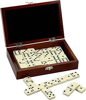 Hathaway Premium Domino Set w/Wooden Carry Case Case, Walnut