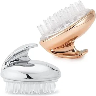 IBAMA Silicone shampoo and bath massage brush, dry and wet dual-use does not damage nails and hair roots, easy foaming deep cleaning comb ，2-packs (Rose Gold & Silver)