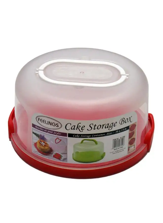 Feelings Cake Storage Box Red/Clear 30x15cm