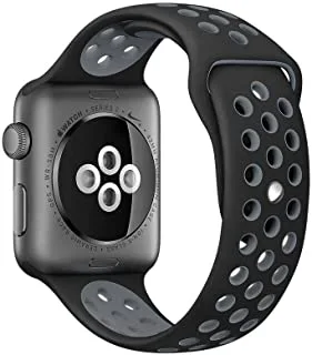 Compatible for Apple Watch Band 38mm 40mm 42mm 44mm,Soft Silicone Sport Replacement Wrist Strap iWatch Series 4/3/2/1,Nike+,Sport,Edition (42mm/44mm, Black/Gray)