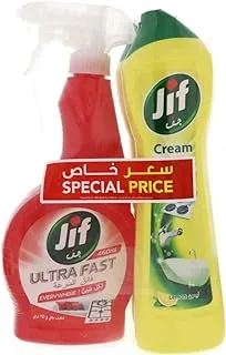 Jif Lemon Cream Cleaner 500ml X 2pcs + Ultra Fast Cleaner Spray 460ml