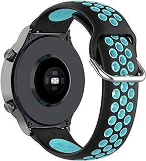 Huawei WATCH 3 Pro / GT2 Replacement Silicone Straps (22MM)/ Compatible with (Black Teal Holes)