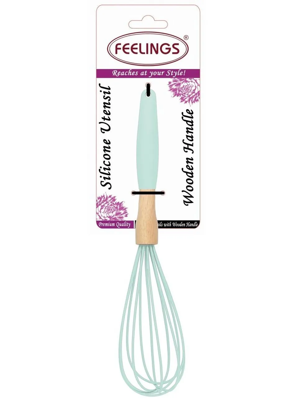 Feelings Silicone Whisk with Wood and TPR Handle Assorted Color 30cm