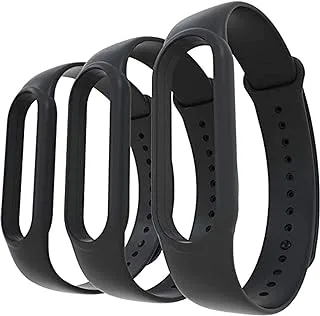 Silicone Bracelet Strap for Xiaomi Mi Band 5, DELFINO 3PCS Black Smartwatch Wristbands Replacement Band Accessaries TPU Straps Bracelets for Miband 5 Outdoor Sports Waterproof Wristband Watchband