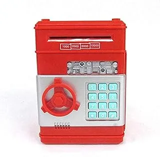 Piggy Bank Mini Atm Money Safe Box Safety Electronic Password Chewing Coins Cash Deposit Machine for Children red