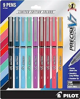 PILOT Precise V7 Stick Liquid Ink Rolling Ball Stick أقلام حبر ، سن رفيع ، حبر Assorited ، 9 عبوات (17046)