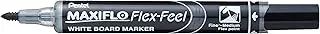 Pentel Maxiflo Flex-Feel 4.6 mm قلم تعليم سبورة بيضاء ، أسود ، عبوة من 12