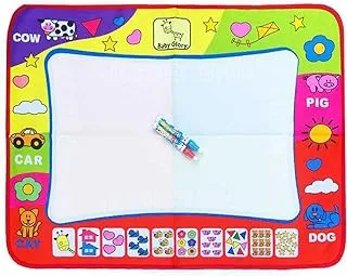 SHOWAY Large Reusable Water Doodle Mat 4 Classic Colours, Mess Free Magic Water Mat, with Magic Water Pens Stamper Set, 80 * 60Cm