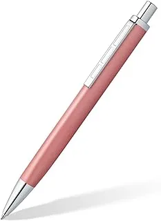 STAEDTLER Triplus 444 M20-3 Retractable Ballpoint Pen M, Colour Radiant Rose, Premium Quality Metal Casing in Ergonomic Triangular Shape, Large Refill Ink Blue,