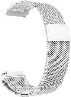 Bikson Loop Stainless Steel Smartwatch Strap Band For Samsung Galaxy Watch 46mm/Huawei GT2/Gear S3 Frontier/Classic/Honor Magic 2/Fossil 22mm Metallic White N43284393A