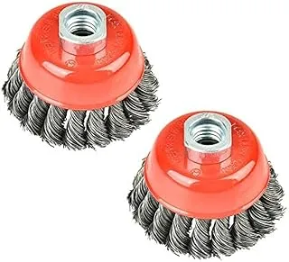 3 inch Wire Wheel Brush,Twisted Knotted Cup Brush for Grinders,Rust Removal,Heavy Cleaning Rust,Stripping and Abrasive, for Angle Grinder, 2 Pack