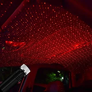 USB Decorative Lamps Adjustable Car Interior Decor Light Mini LED Car Roof Star Night Light Projector Atmosphere Galaxy Lamp (red)