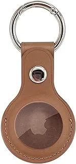 RAEGR Airtags Key Ring, Genuine Leather Compatible with Airtag (2021) Portable Protective Cover, Keeps Signal Strong - Brown RG10225 (AIRTAG NOT Included)