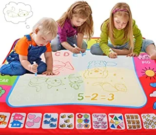 Showay Aqua Magic Water Doodle Mat, Kids Painting Writing Toy Drawing Graffiti Board Coloring Mat With Pens Toddlers Educational Toys for 2-8 Year Old Girls Boys Gift 80 * 60CM