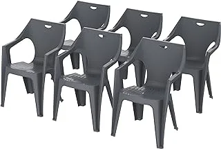 Cosmoplast Set of 6 Duke Chair, Dark Grey