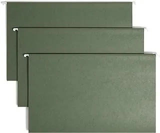 Smead Hanging File Folder with Tab, 1/5-Cut Adjustable Legal Size, Standard Green, 25 per Box (64155)