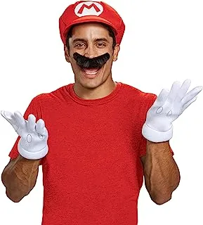 DISGUISE Nintendo Super Mario Adults Red Hat & Moustache Plumber Costume Accessories,